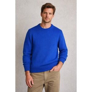 Alex Mill Crewneck Sweater Mens M Blue Merino Wool Cotton Blend Knit Classic